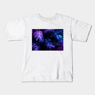 Neon Tropical Monstera Leaf Pattern Kids T-Shirt